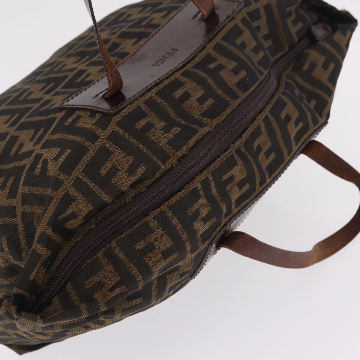 FENDI Zucca Canvas Hand Bag Black Brown