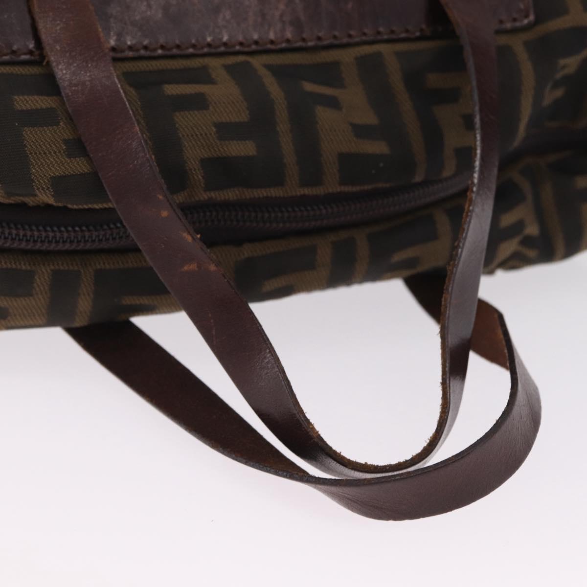 FENDI Zucca Canvas Hand Bag Black Brown