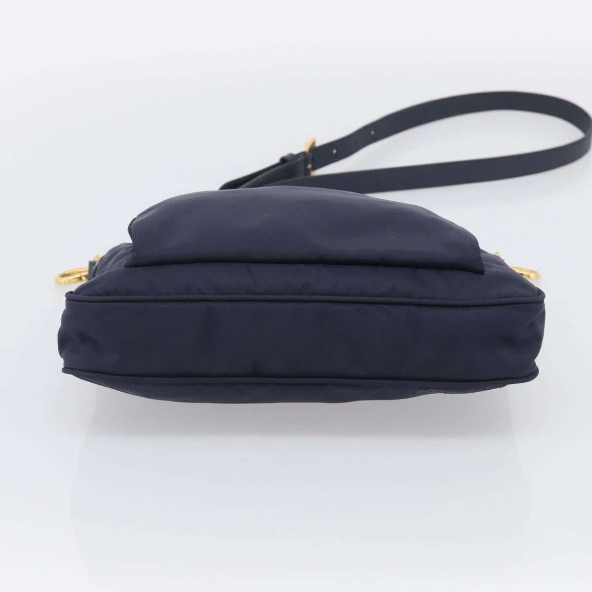 PRADA Shoulder Bag Nylon Navy Gold