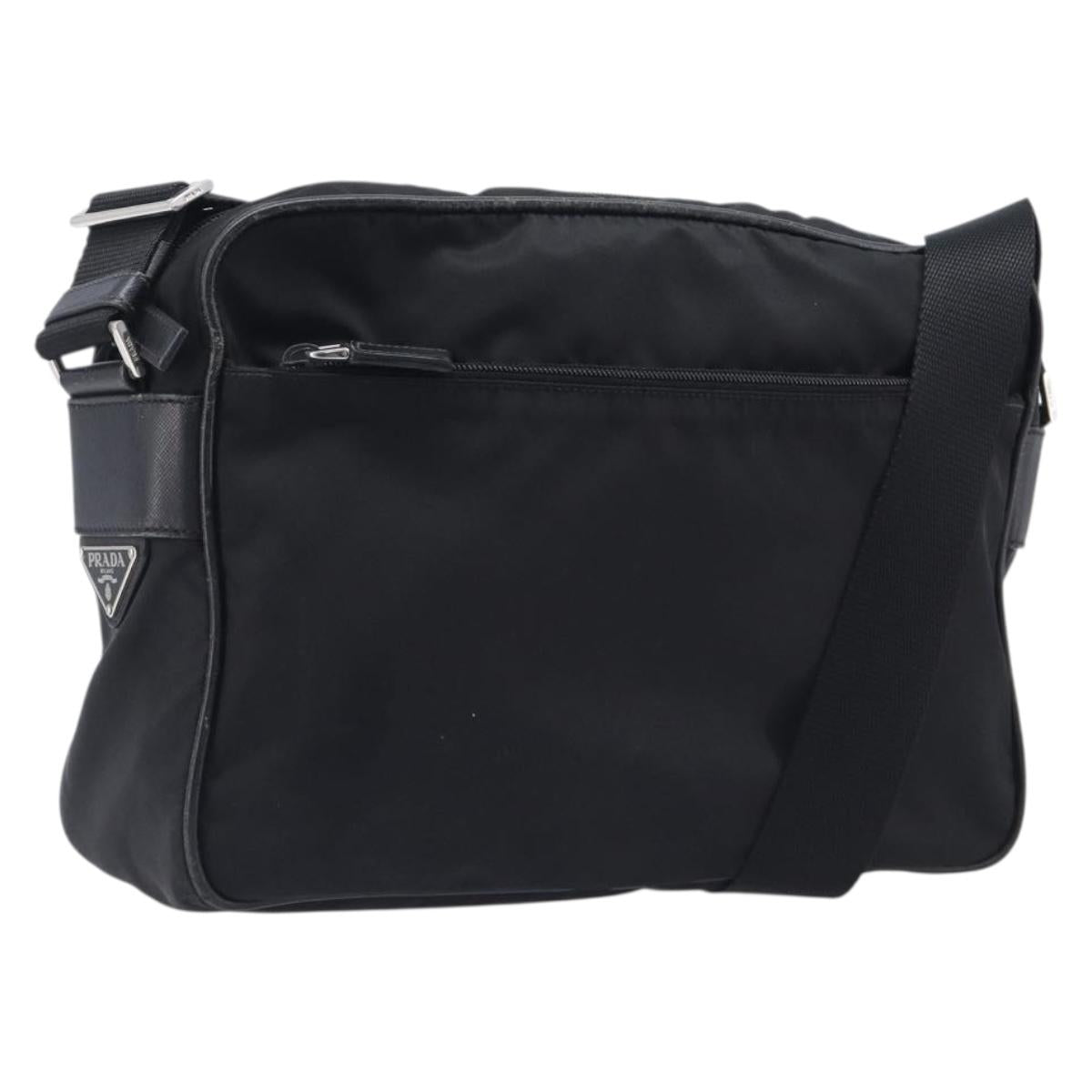 PRADA Shoulder Bag Nylon Black Silver