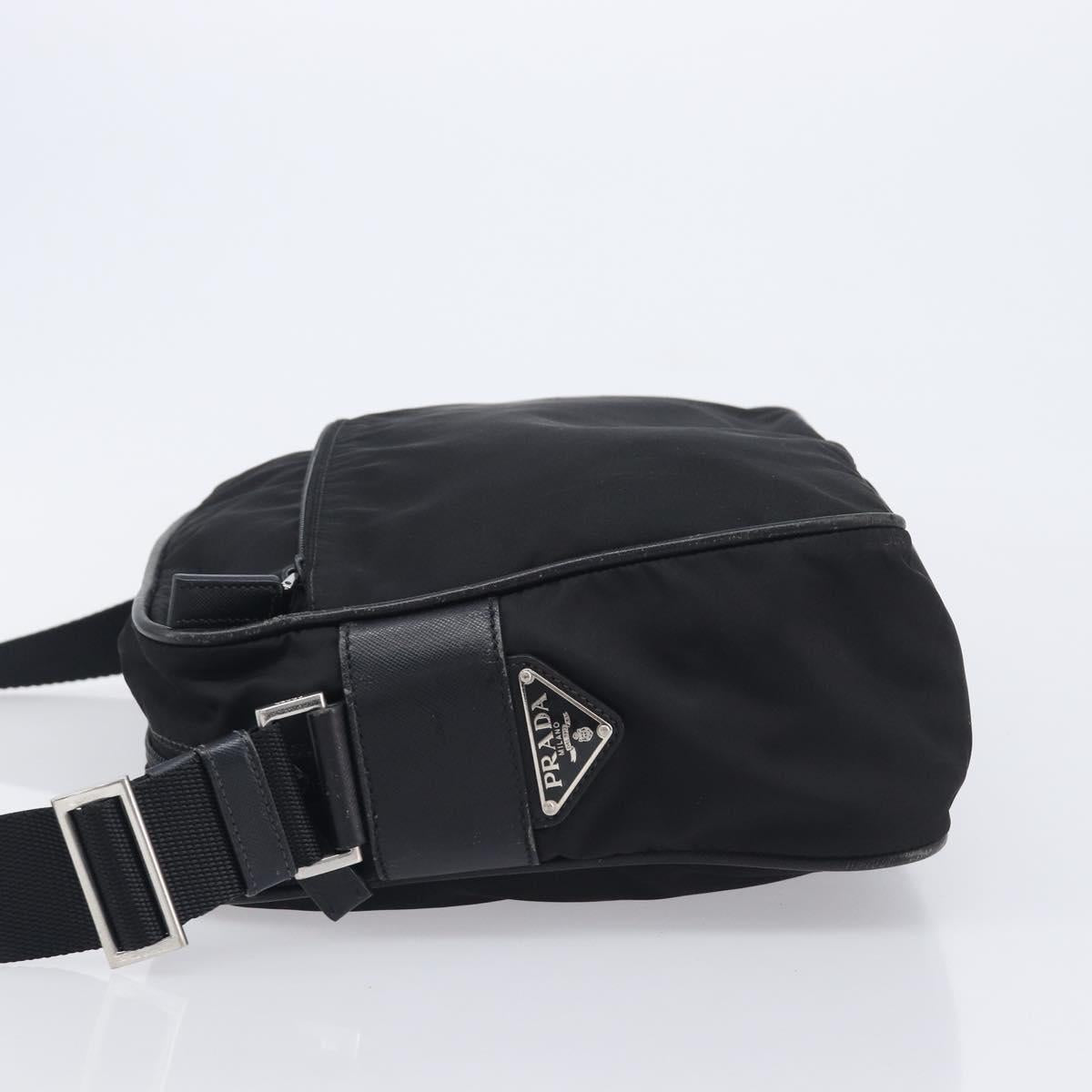 PRADA Shoulder Bag Nylon Black Silver