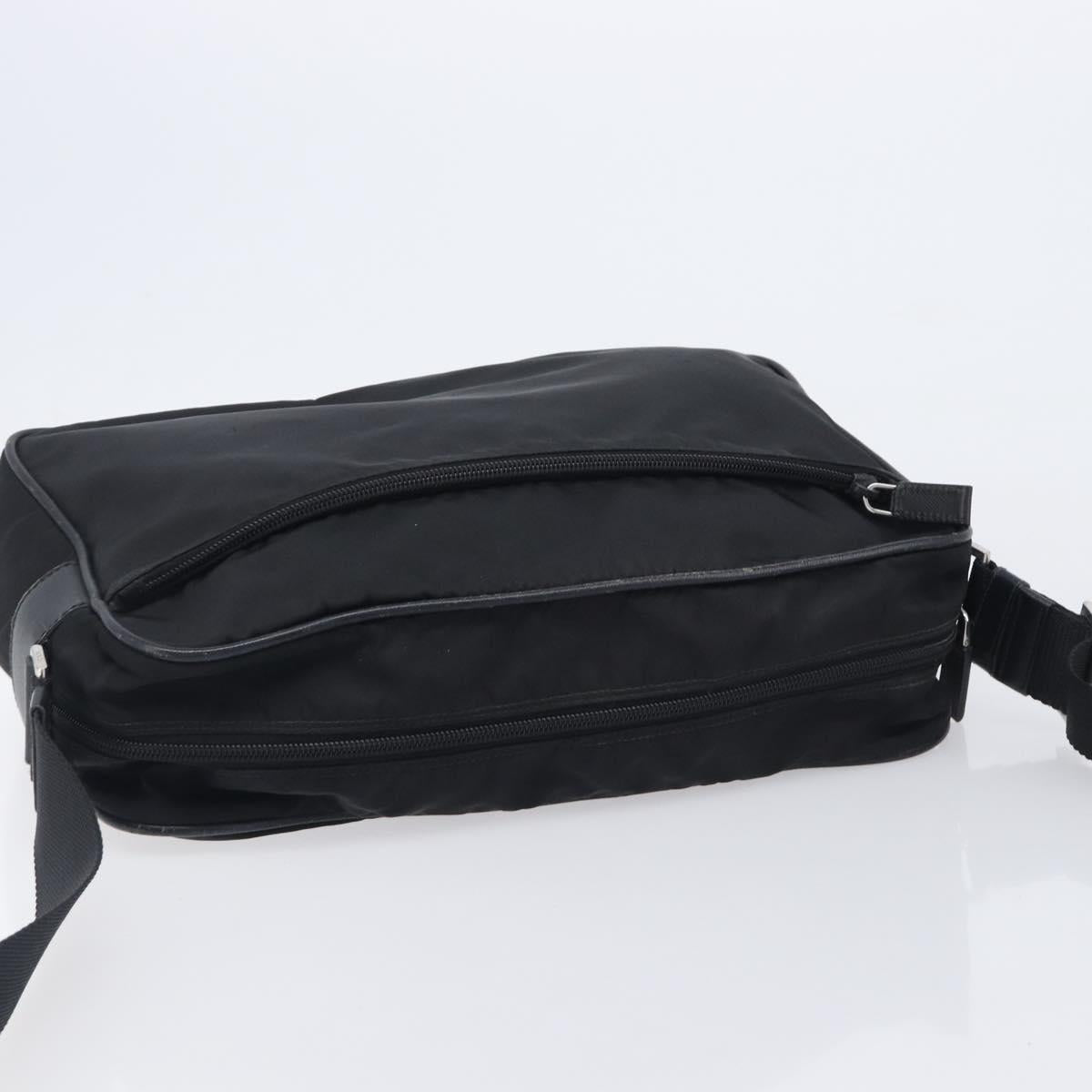 PRADA Shoulder Bag Nylon Black Silver
