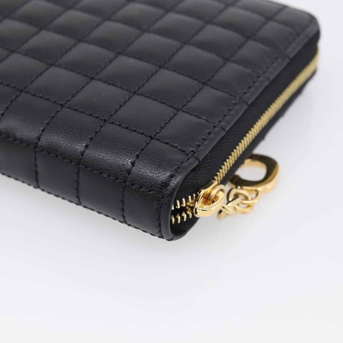 CELINE Long Wallet Leather Gold Black