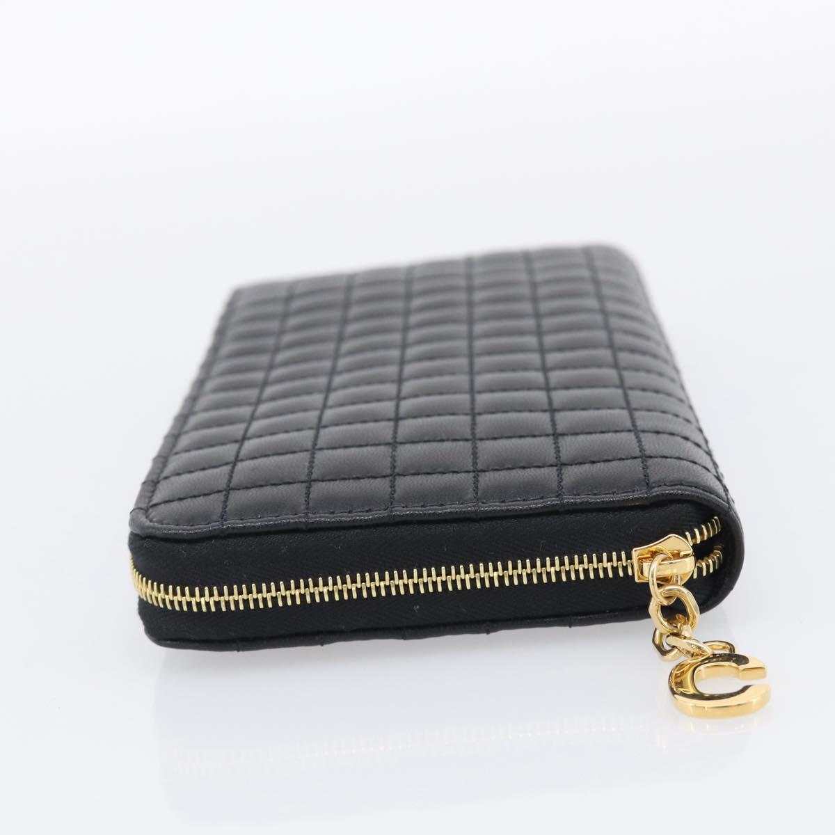 CELINE Long Wallet Leather Gold Black