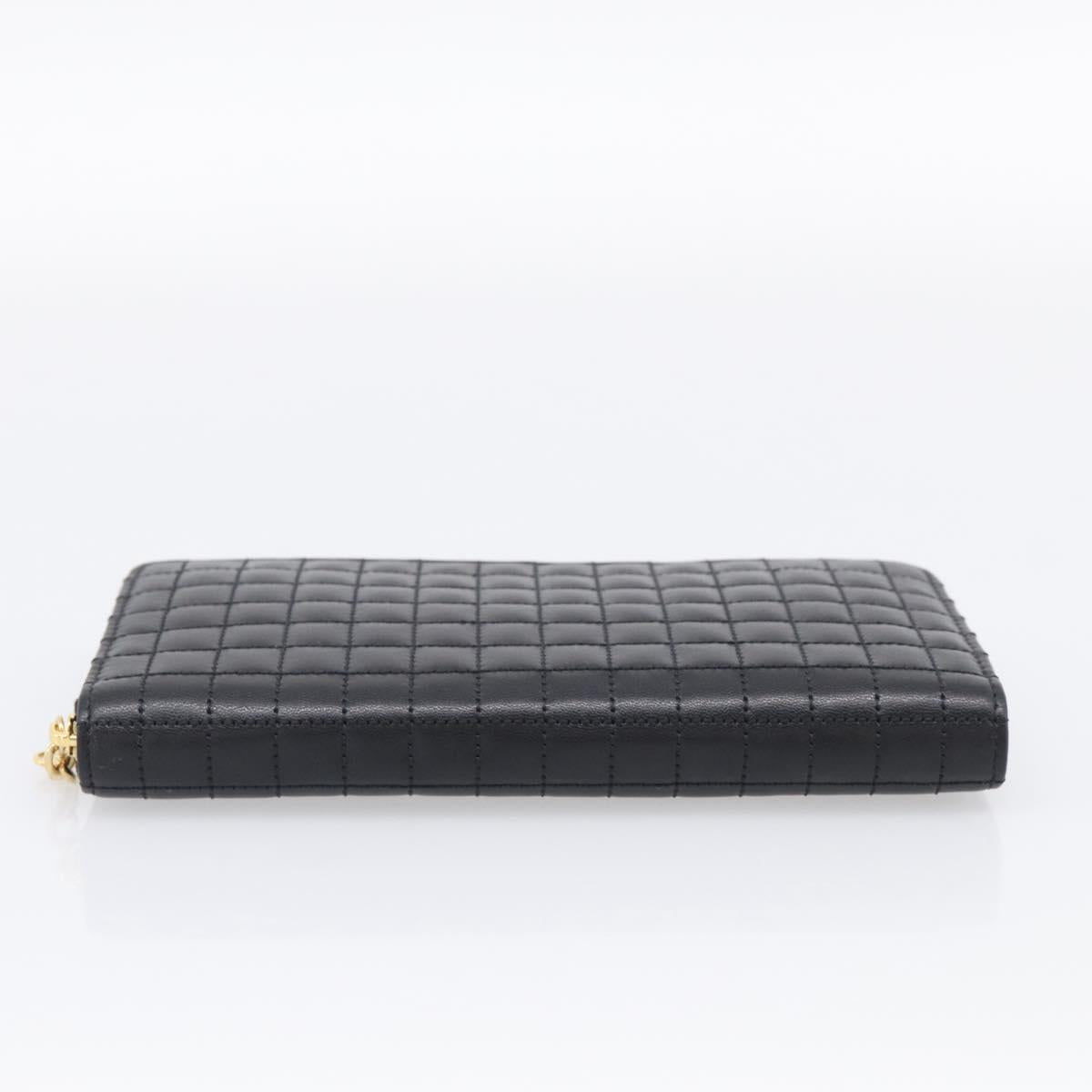 CELINE Long Wallet Leather Gold Black