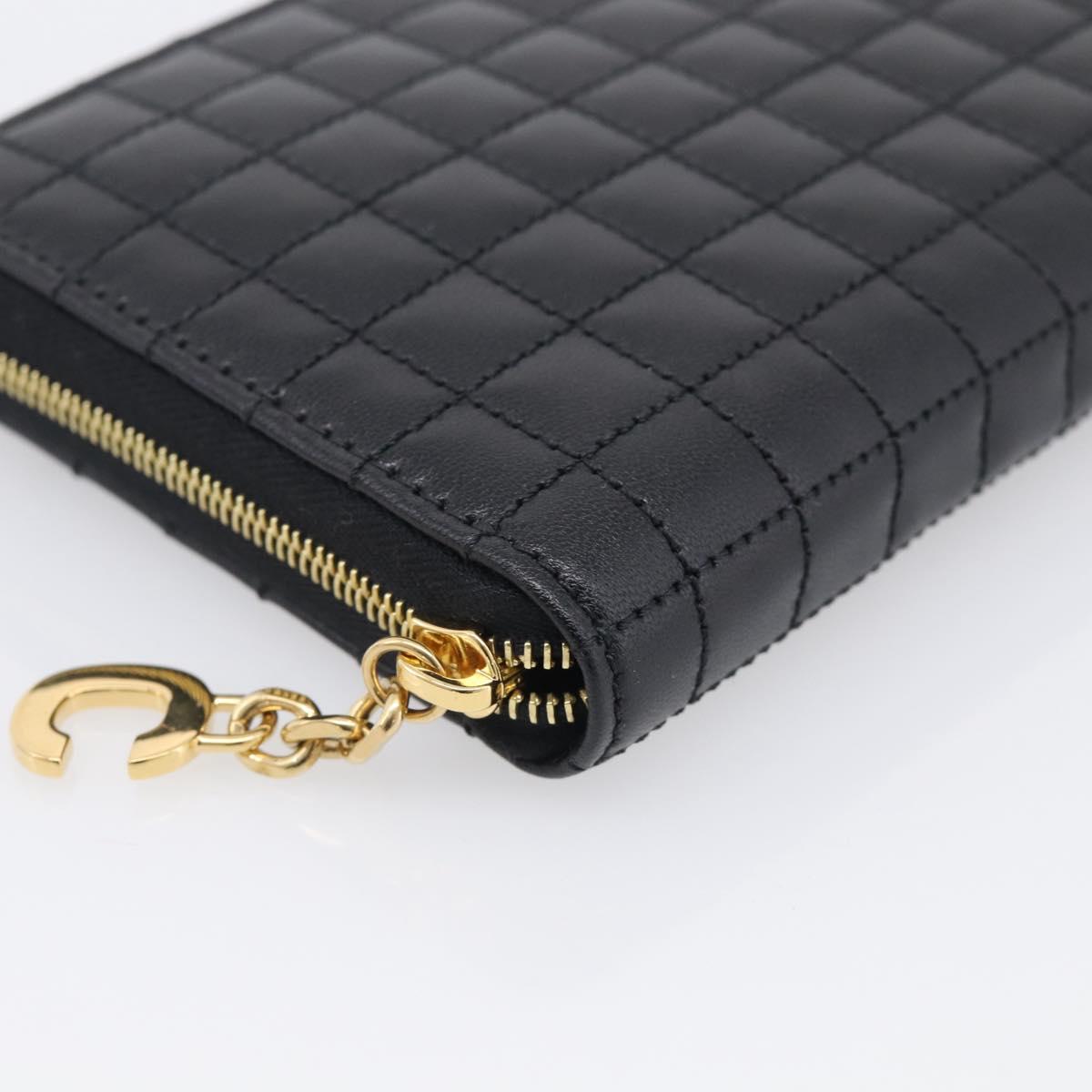 CELINE Long Wallet Leather Gold Black