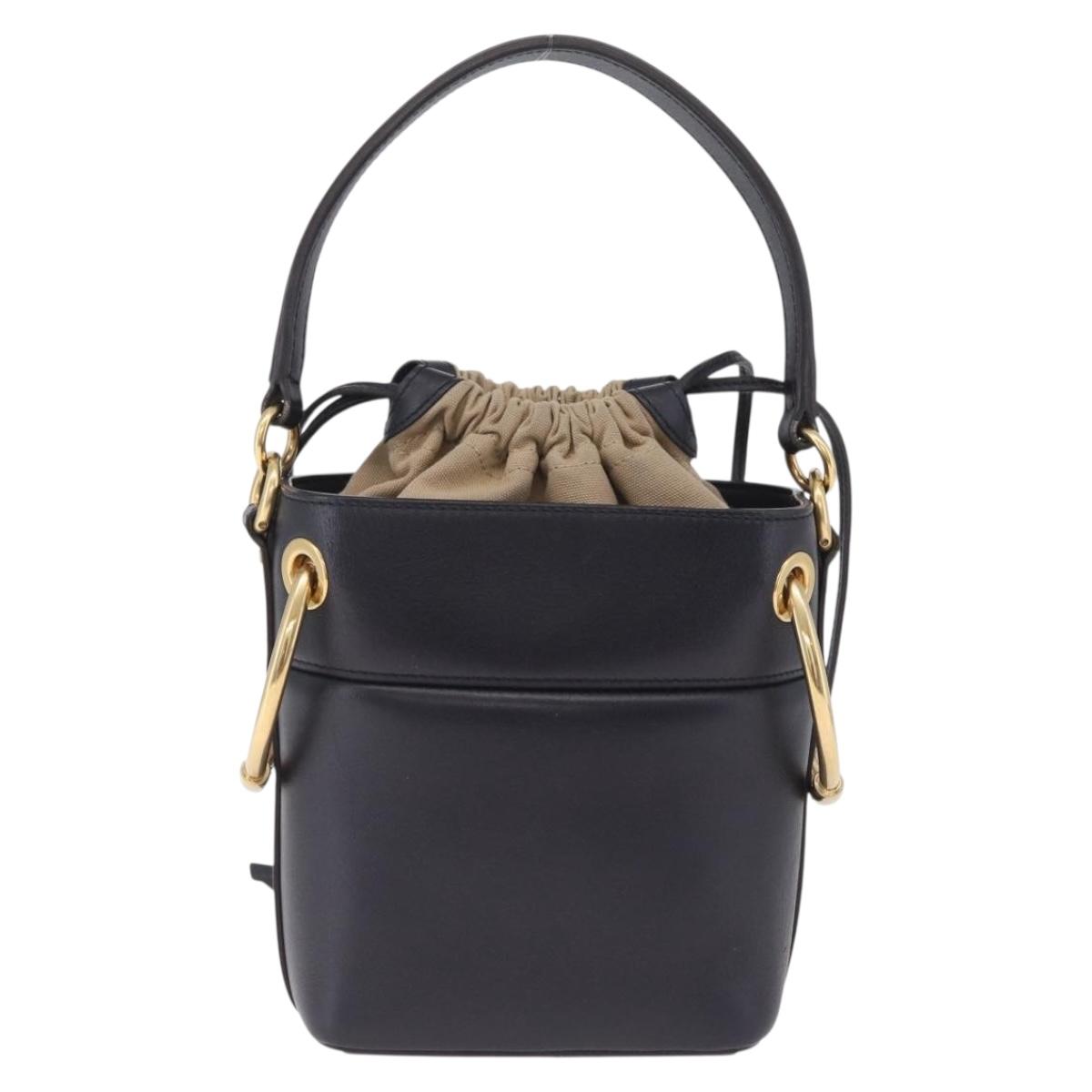 Chloe Hand Bag Leather Navy Gold