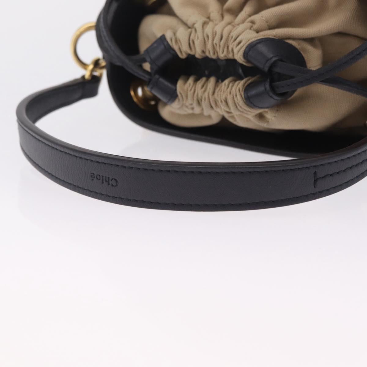 Chloe Hand Bag Leather Navy Gold