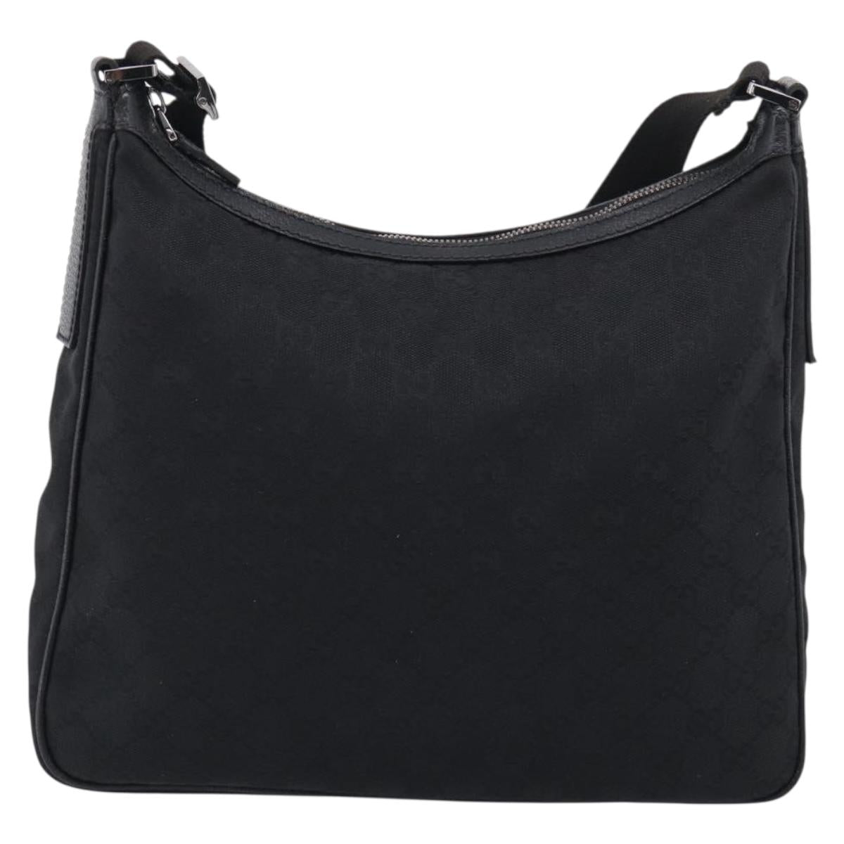 GUCCI GG Canvas Shoulder Bag Black Silver