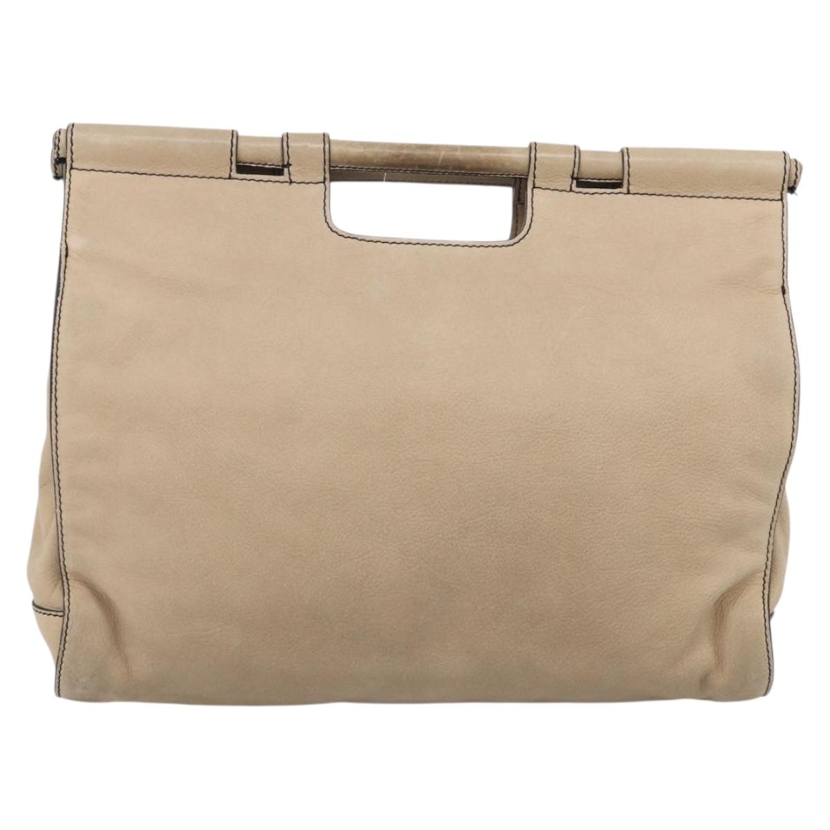 LOEWE Hand Bag Leather Beige Gold