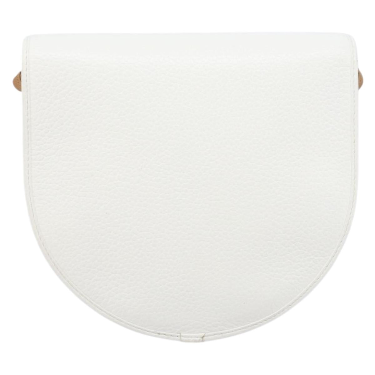 Christian Dior Shoulder Bag Leather White Gold