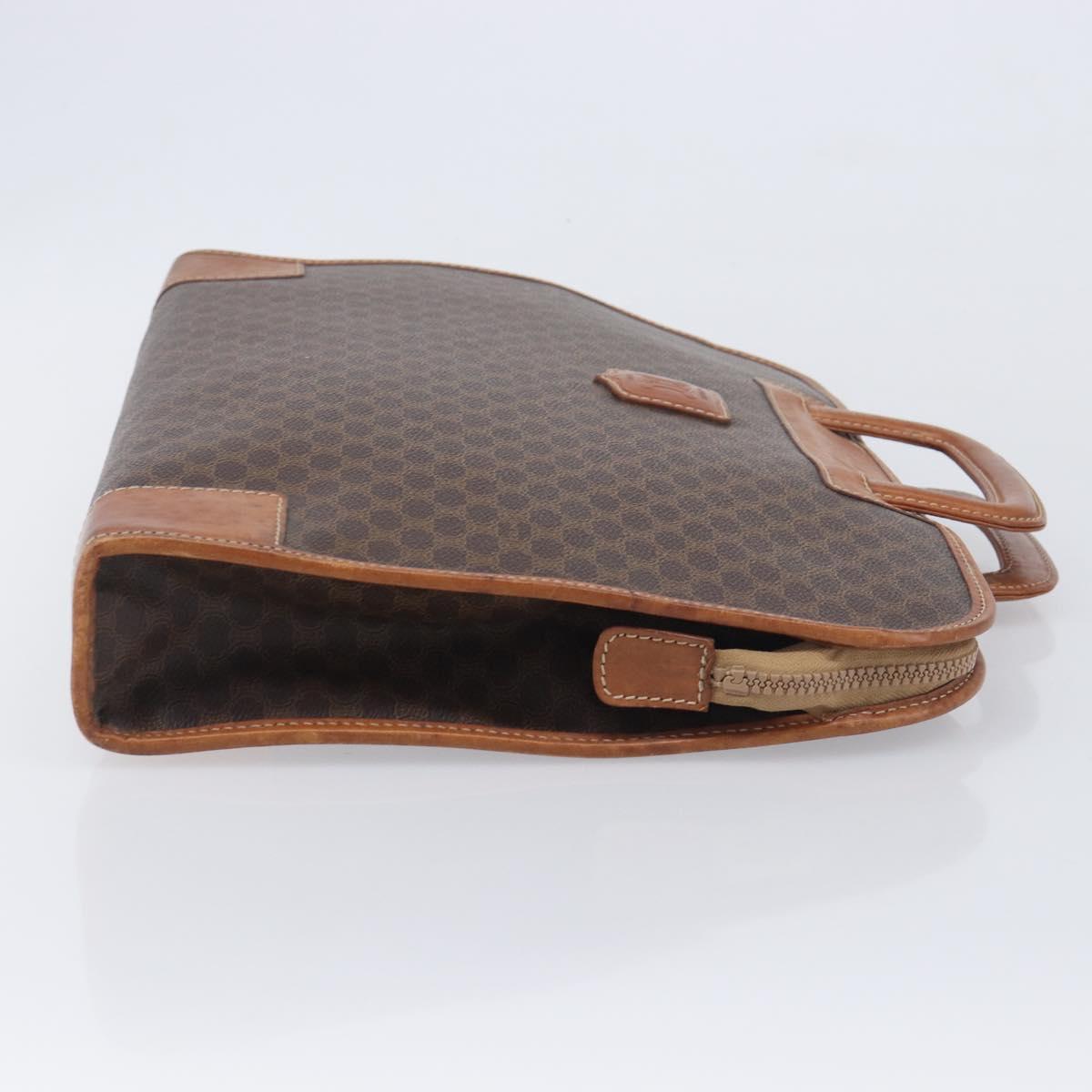 CELINE Macadam Canvas Hand Bag PVC Leather Brown Gold