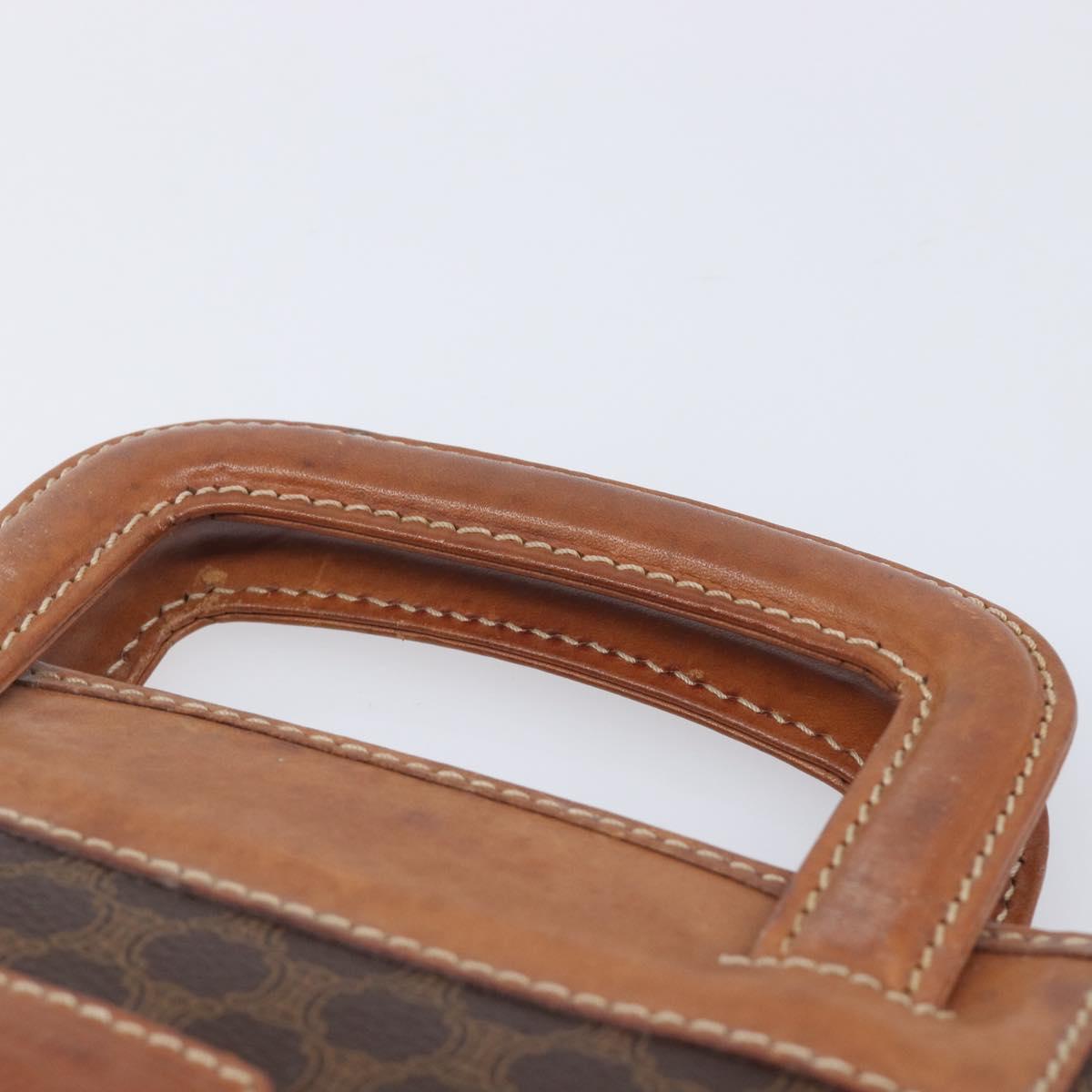 CELINE Macadam Canvas Hand Bag PVC Leather Brown Gold