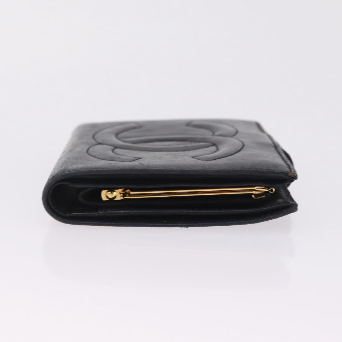 CHANEL COCO Mark Wallet Leather Black Gold CC