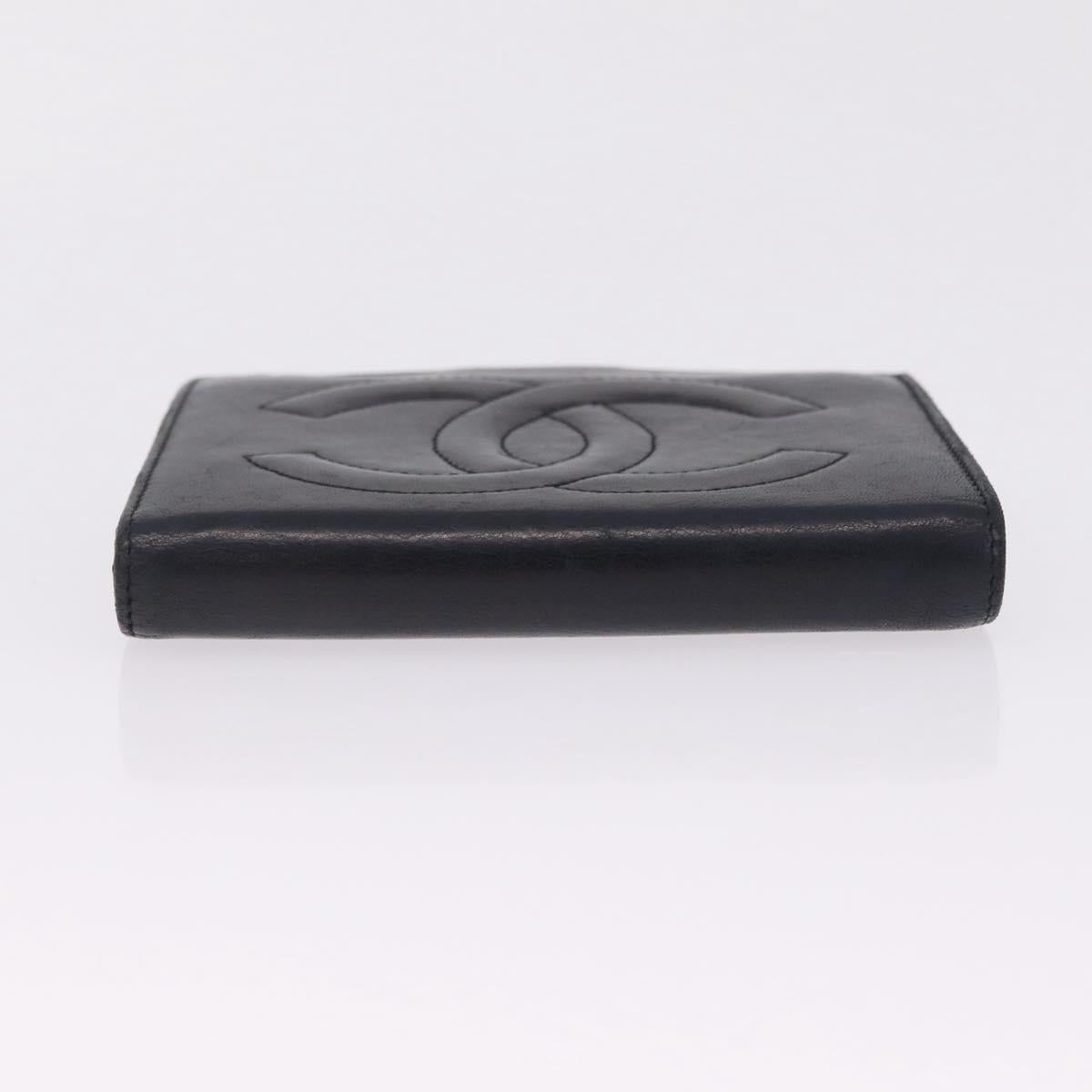 CHANEL COCO Mark Wallet Leather Black Gold CC