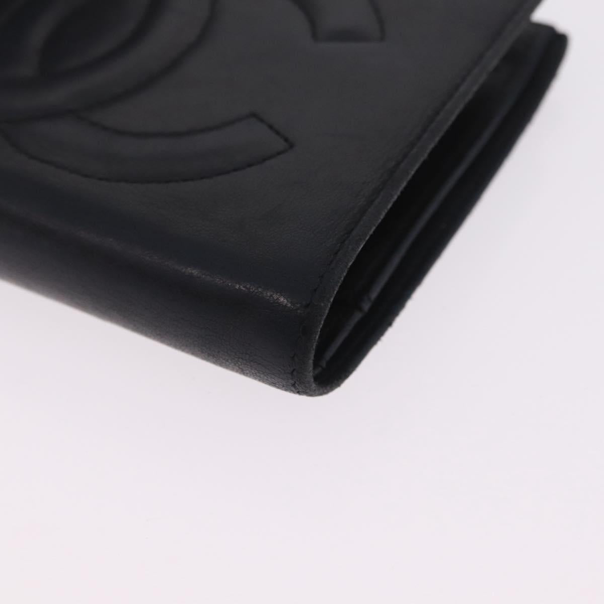 CHANEL COCO Mark Wallet Leather Black Gold CC