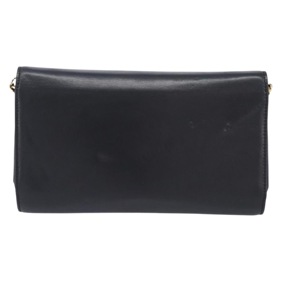 CELINE Chain Shoulder Bag Leather Black Gold
