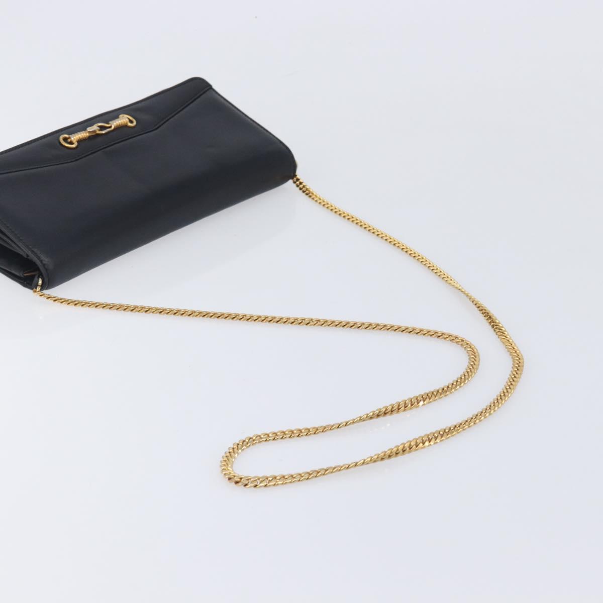 CELINE Chain Shoulder Bag Leather Black Gold