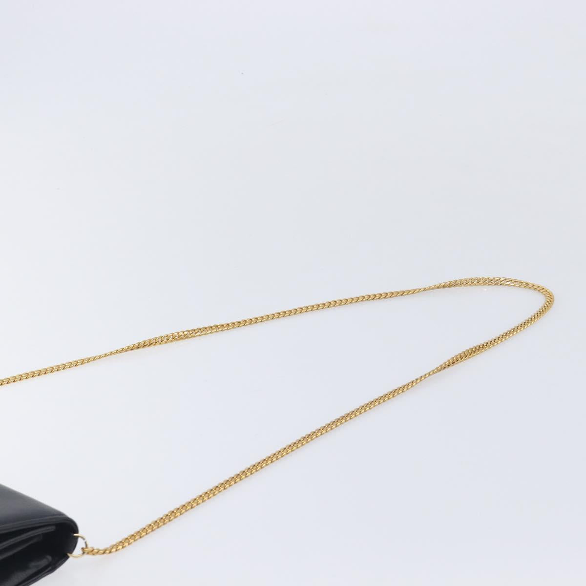 CELINE Chain Shoulder Bag Leather Black Gold