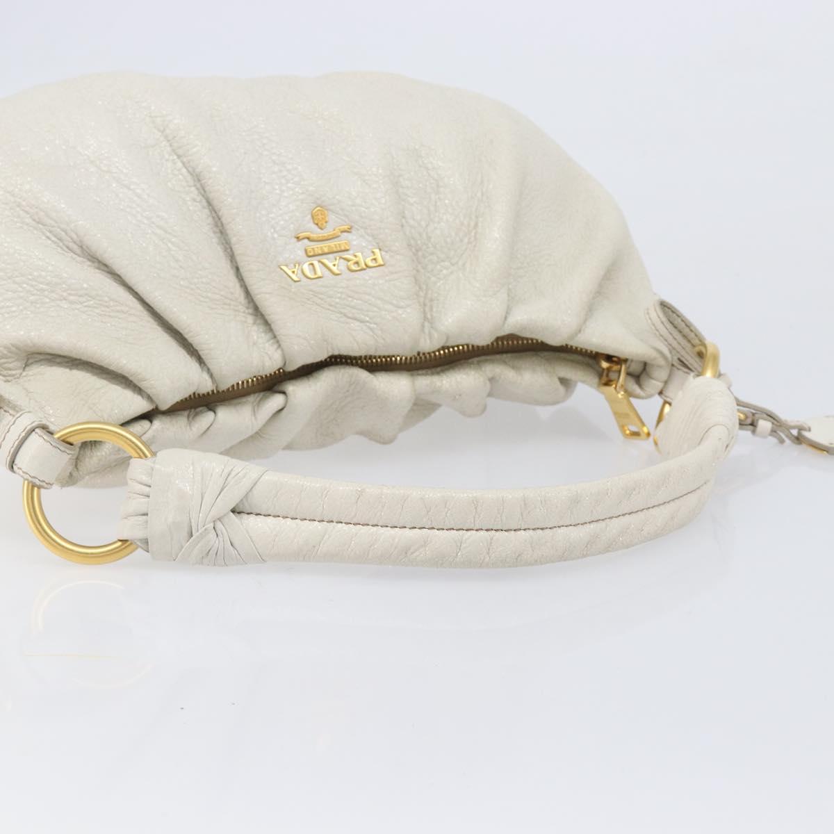 PRADA Shoulder Bag Leather White Gold