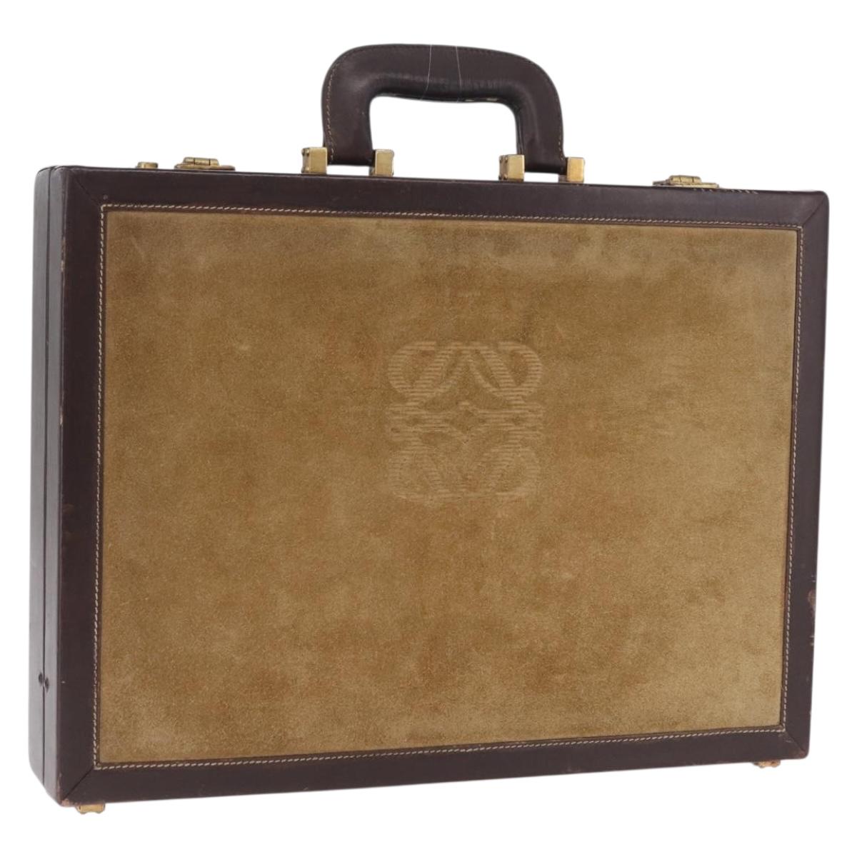 LOEWE Attache Case Trunk Suede Beige Gold