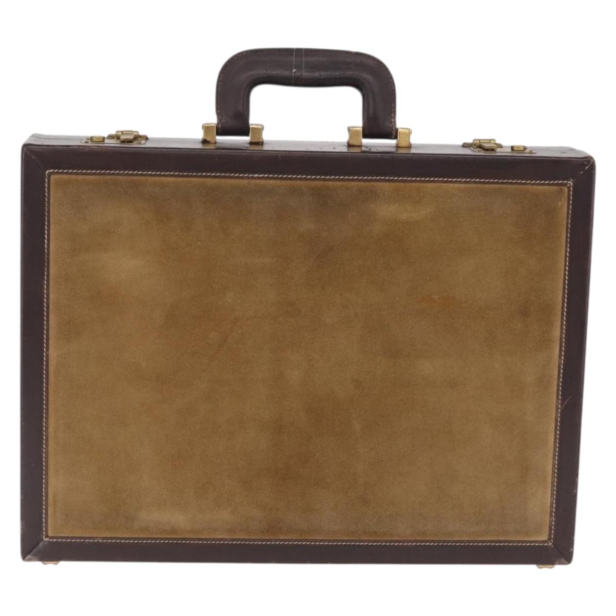 LOEWE Attache Case Trunk Suede Beige Gold