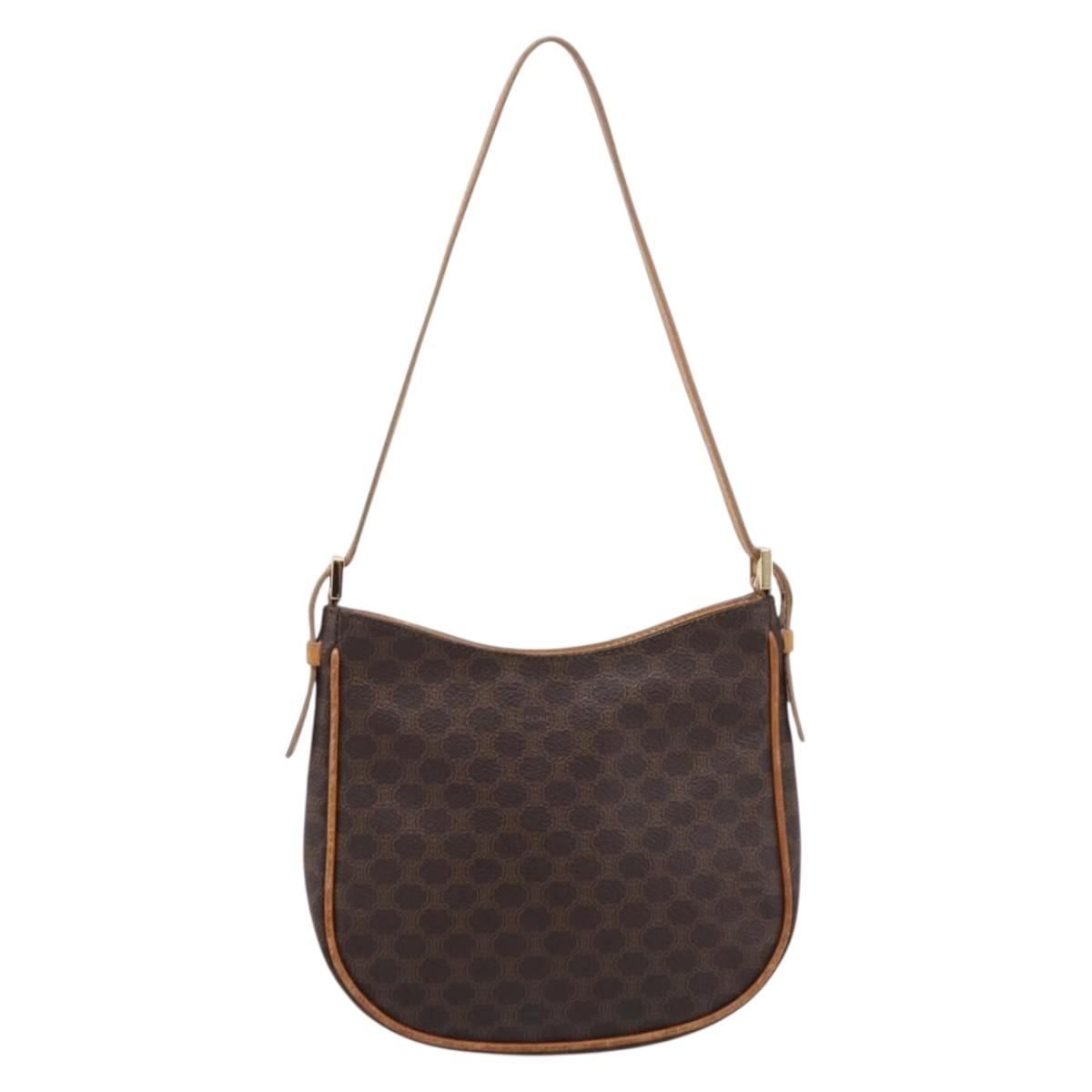 CELINE Macadam Shoulder Bag PVC Brown Gold