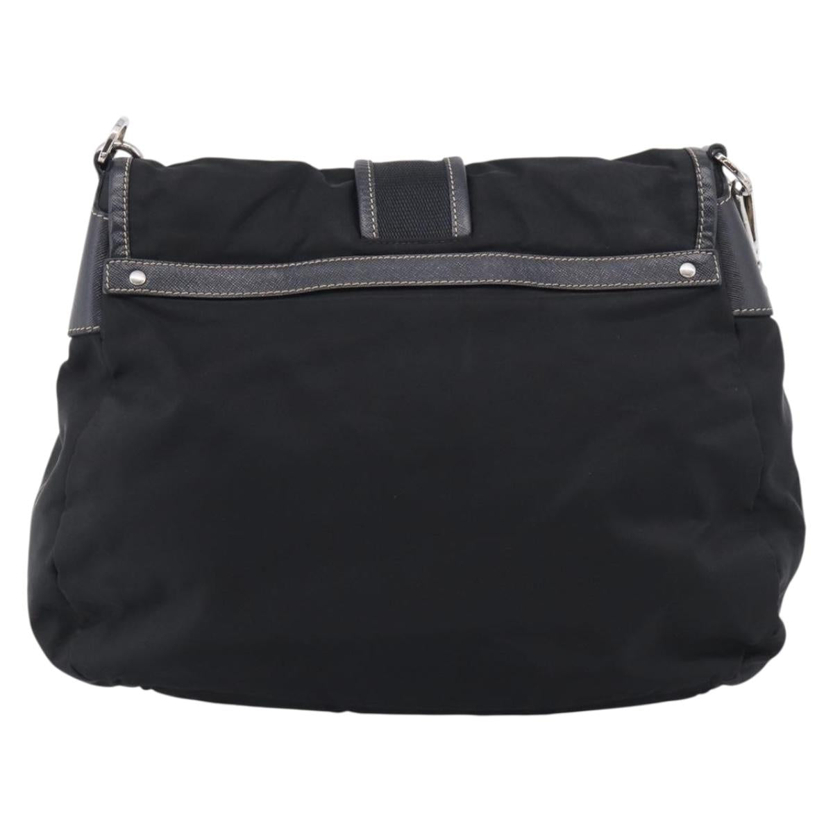 PRADA Shoulder Bag Nylon Black Silver