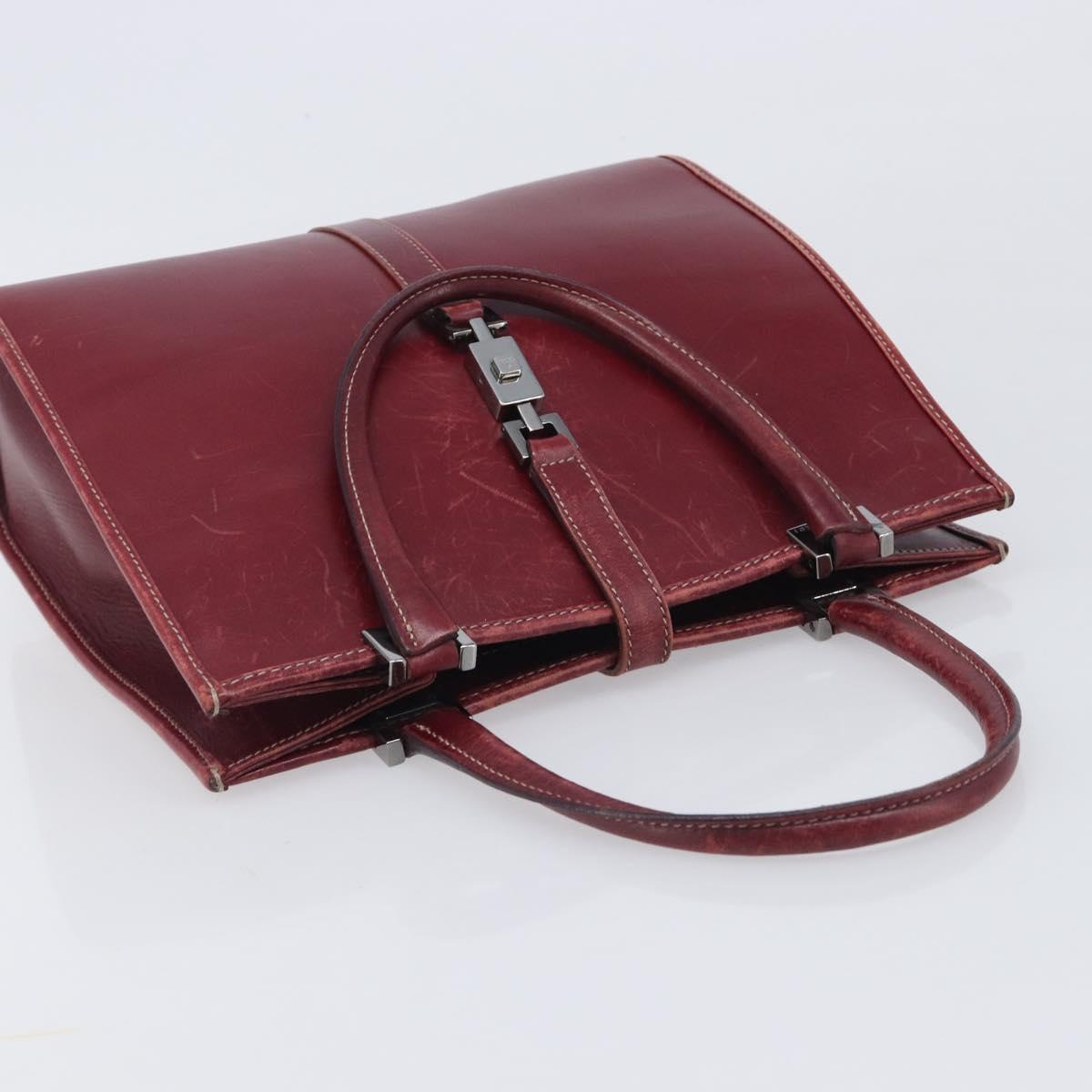 GUCCI Jackie Hand Bag Leather Red Silver