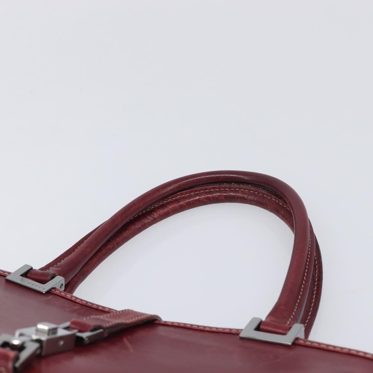 GUCCI Jackie Hand Bag Leather Red Silver