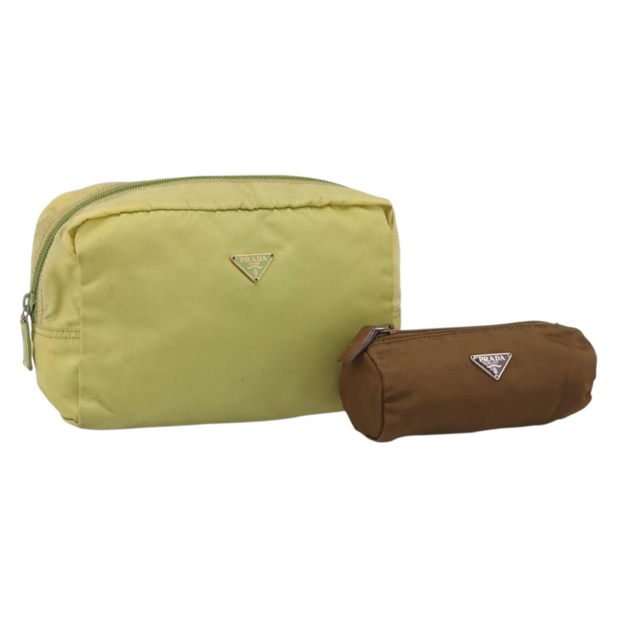PRADA Pouch Nylon 2 Set Brown Green