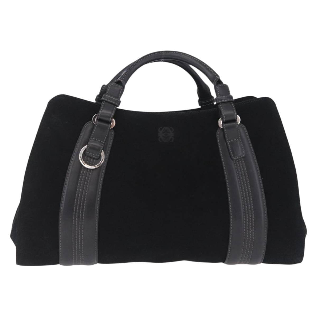 LOEWE Hand Bag Suede Black Silver