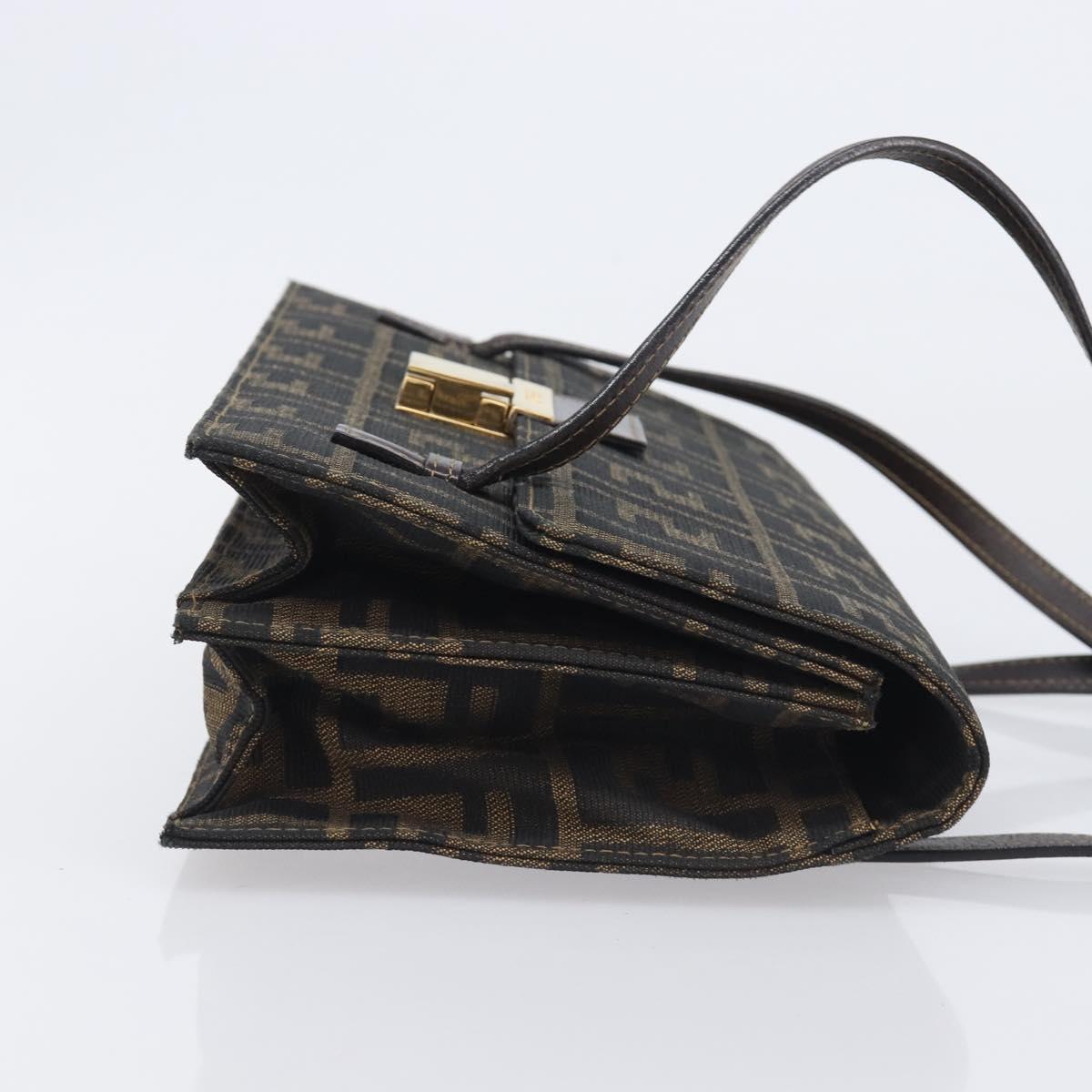 FENDI Zucca Canvas Hand Bag Brown Black