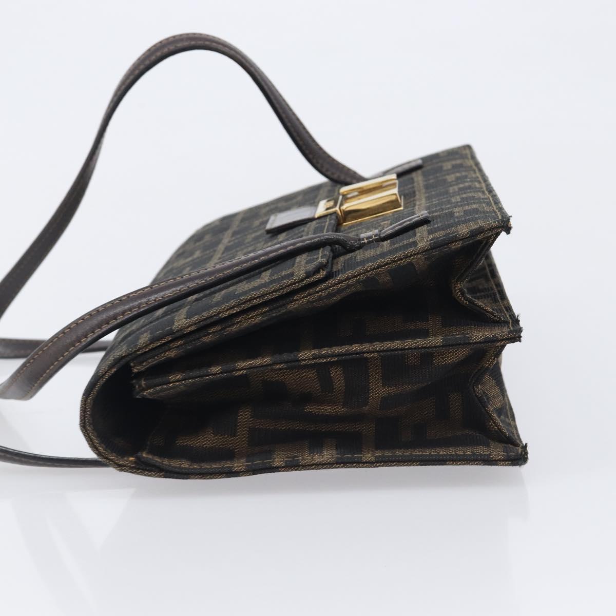 FENDI Zucca Canvas Hand Bag Brown Black