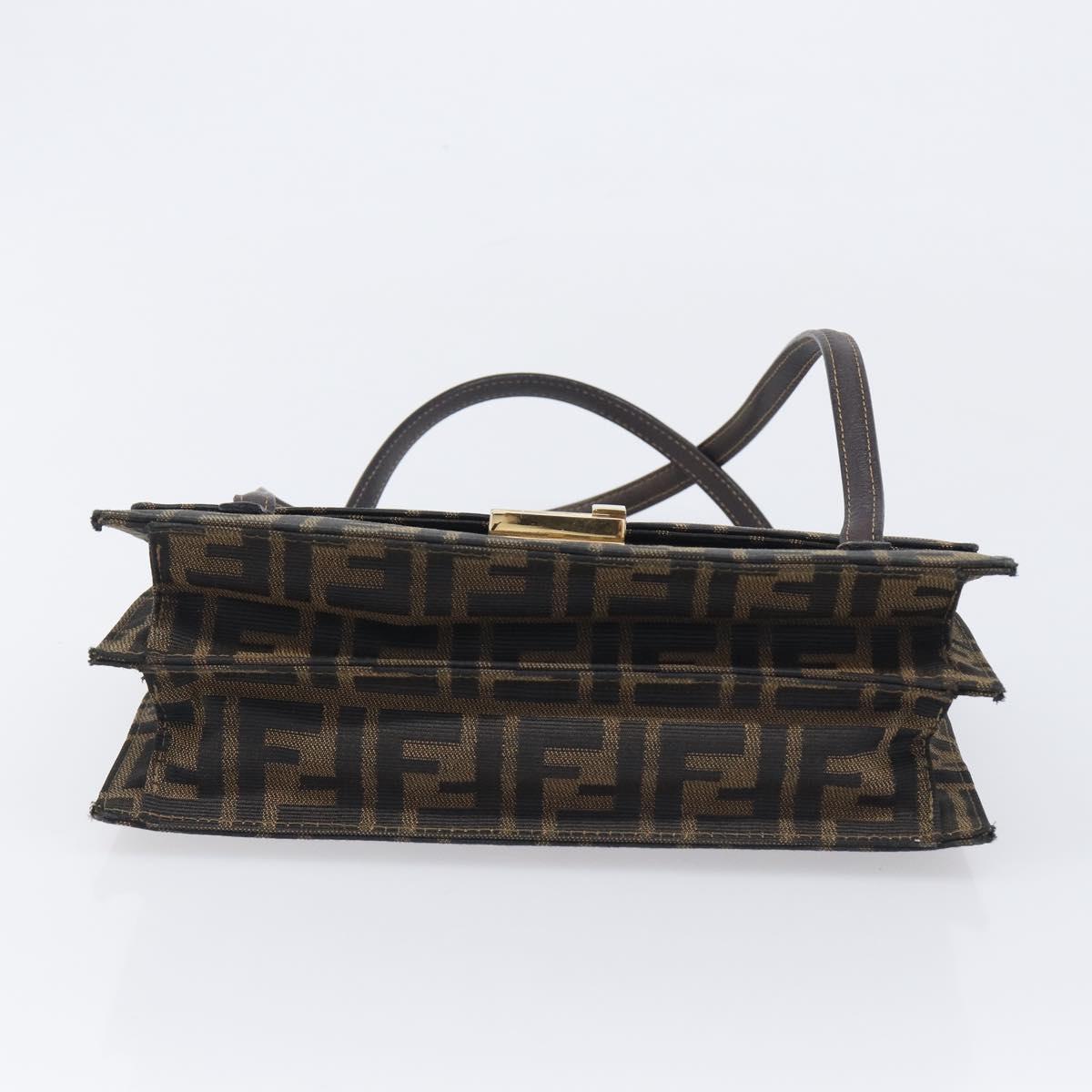 FENDI Zucca Canvas Hand Bag Brown Black