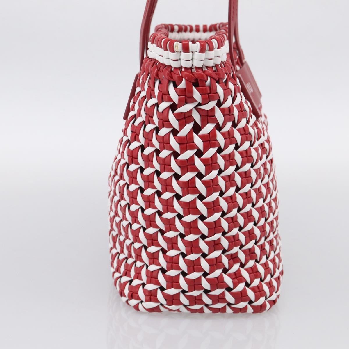 Miu Miu Tote Bag Leather Red Silver
