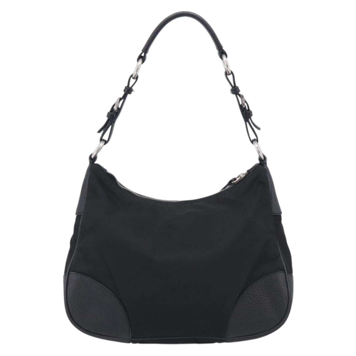 PRADA Shoulder Bag Nylon Black Silver