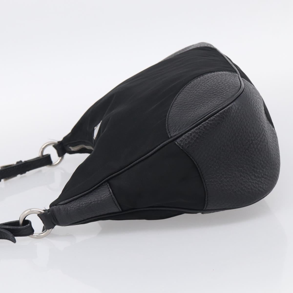 PRADA Shoulder Bag Nylon Black Silver
