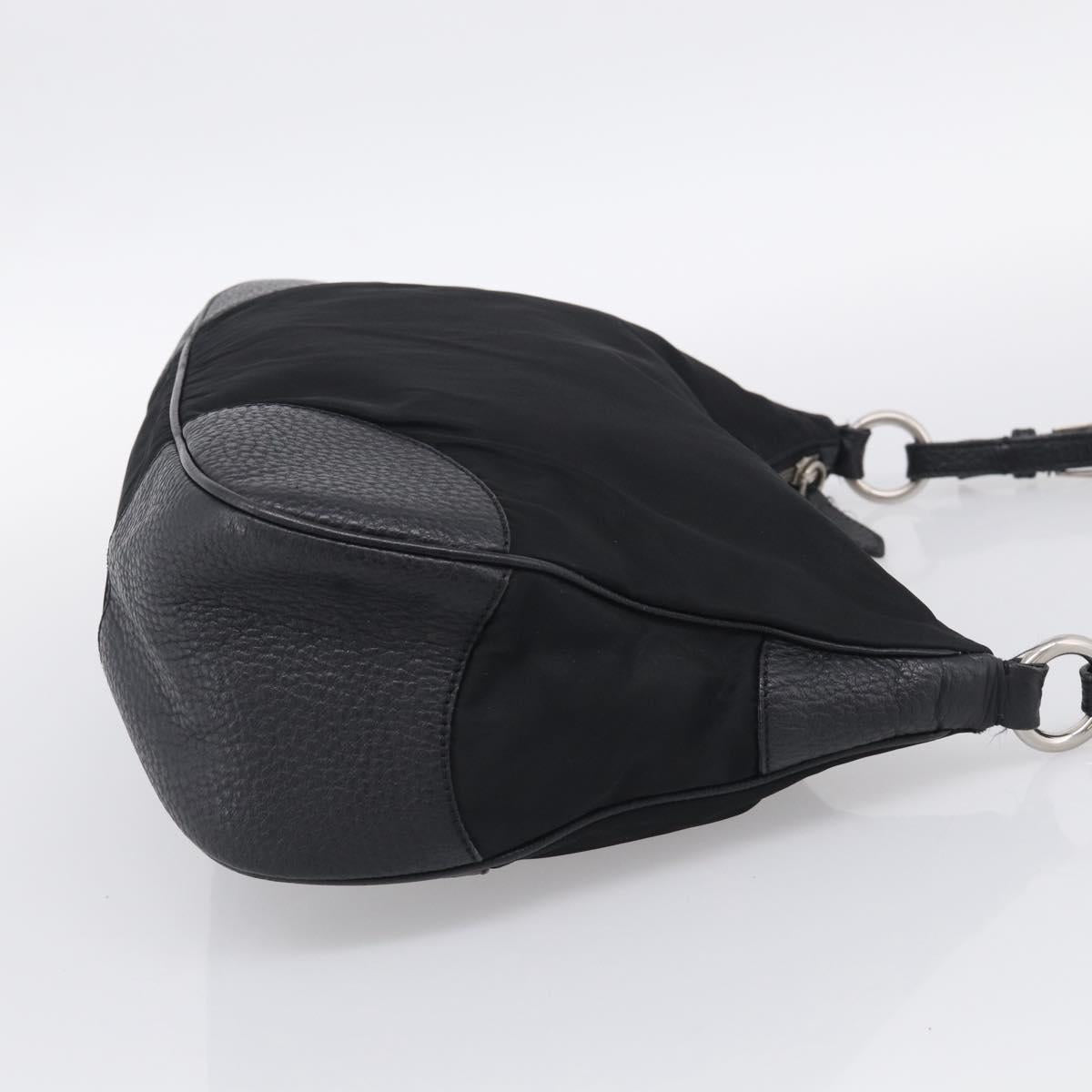 PRADA Shoulder Bag Nylon Black Silver