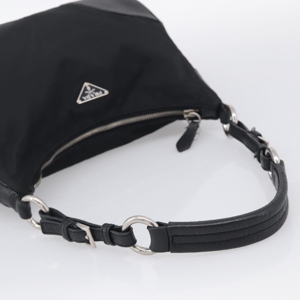 PRADA Shoulder Bag Nylon Black Silver