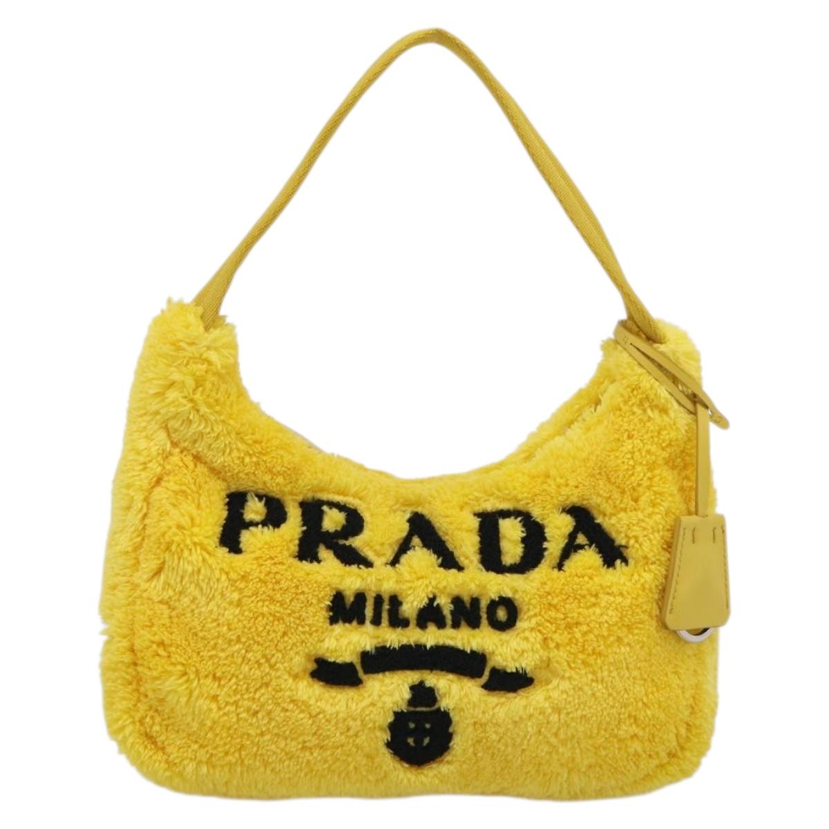 PRADA Accessory Pouch Pile Yellow Silver