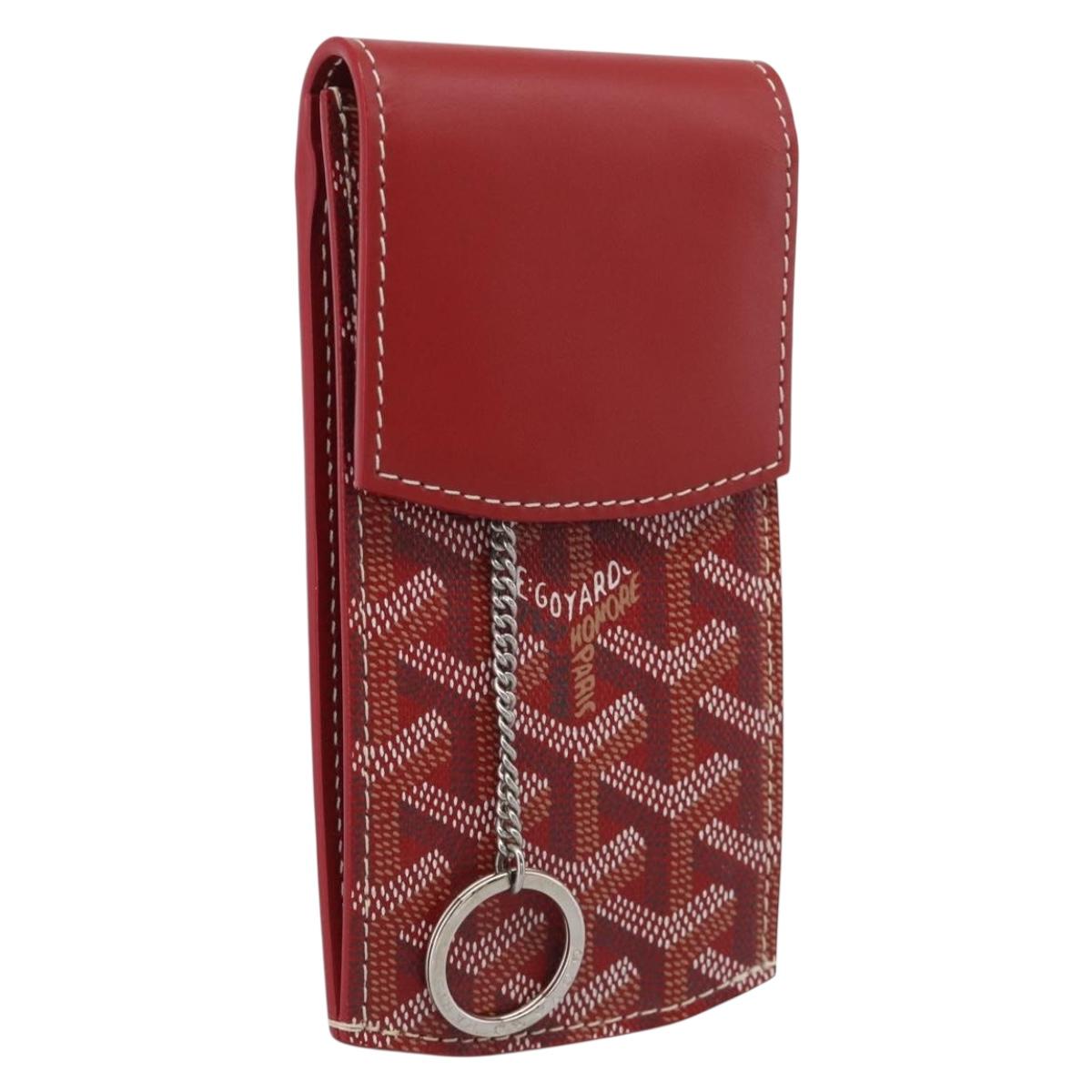 Goyard Herringbone Key Case PVC Red Silver