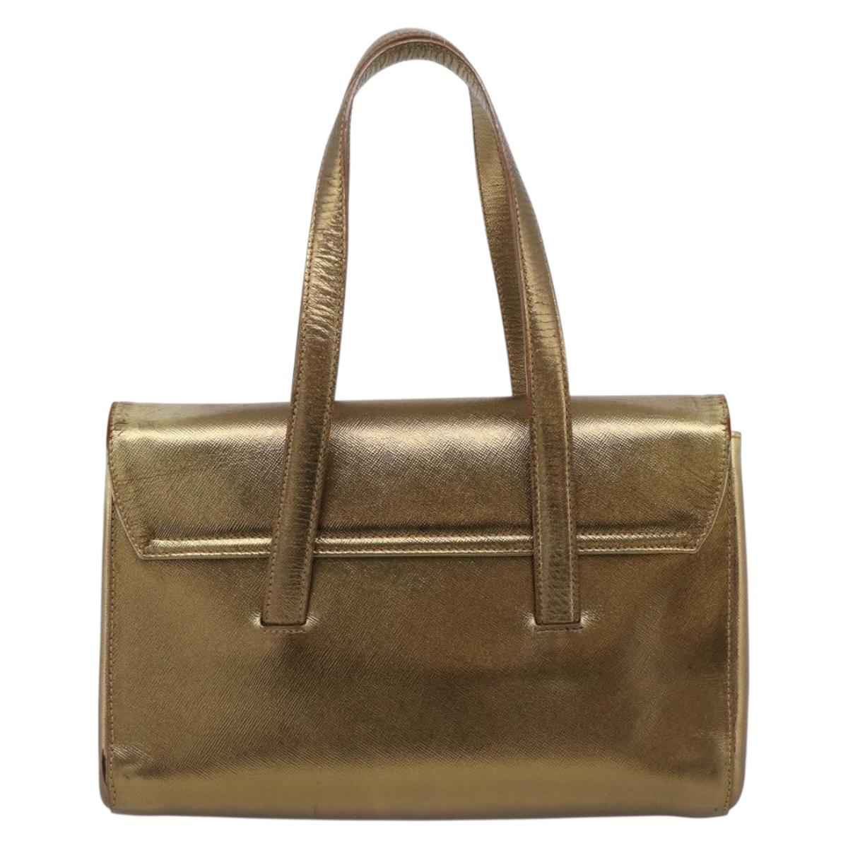 PRADA Hand Bag Saffiano leather Gold