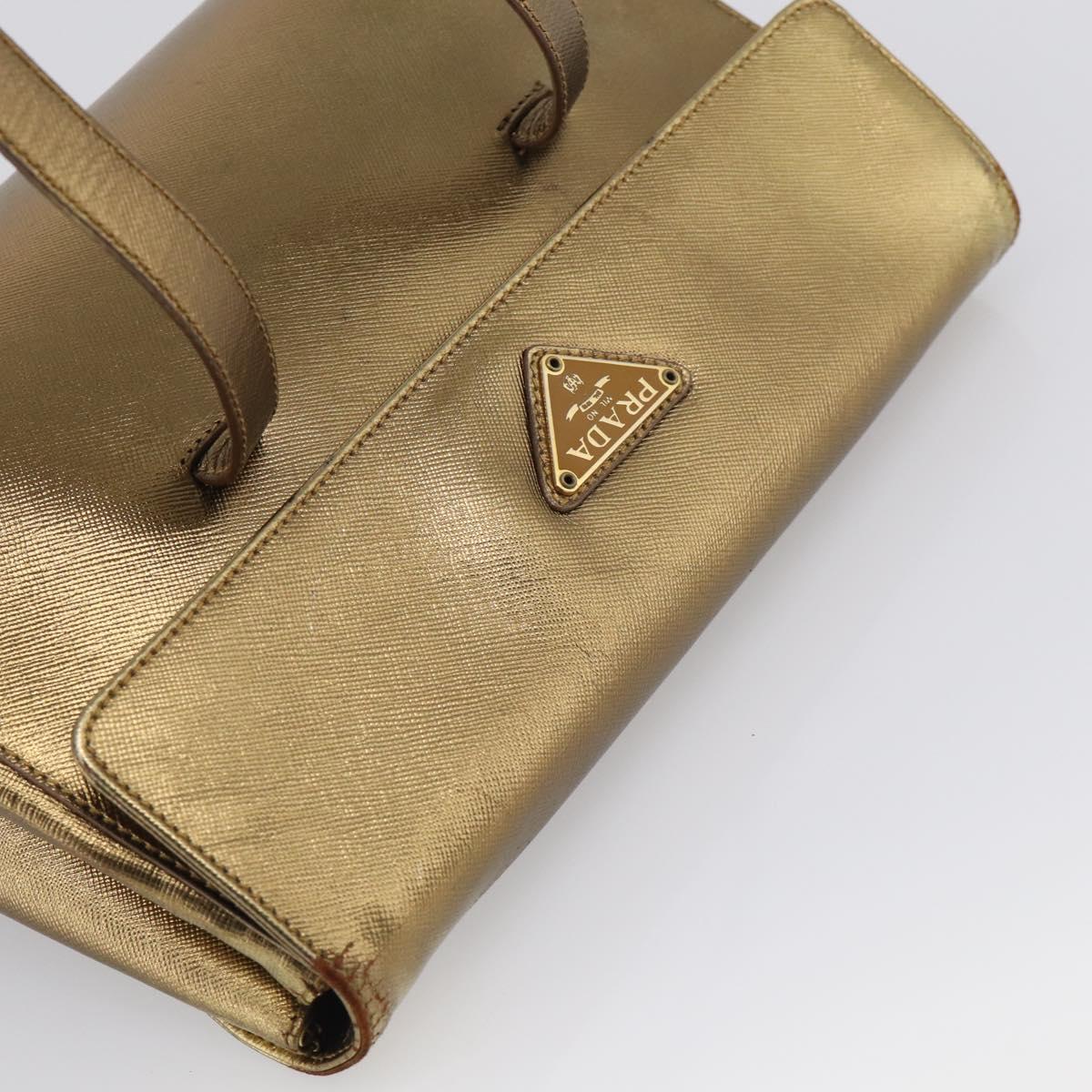 PRADA Hand Bag Saffiano leather Gold