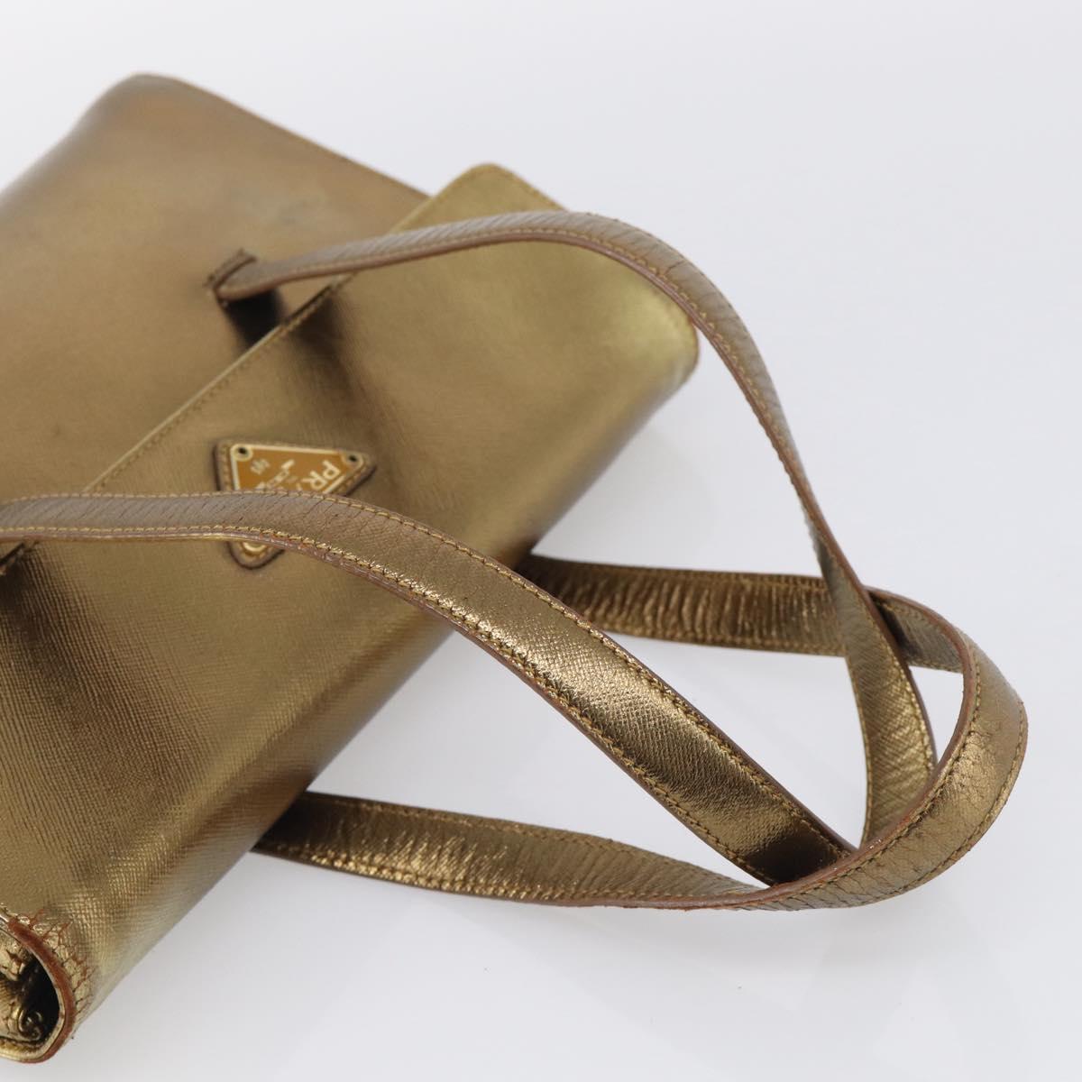 PRADA Hand Bag Saffiano leather Gold