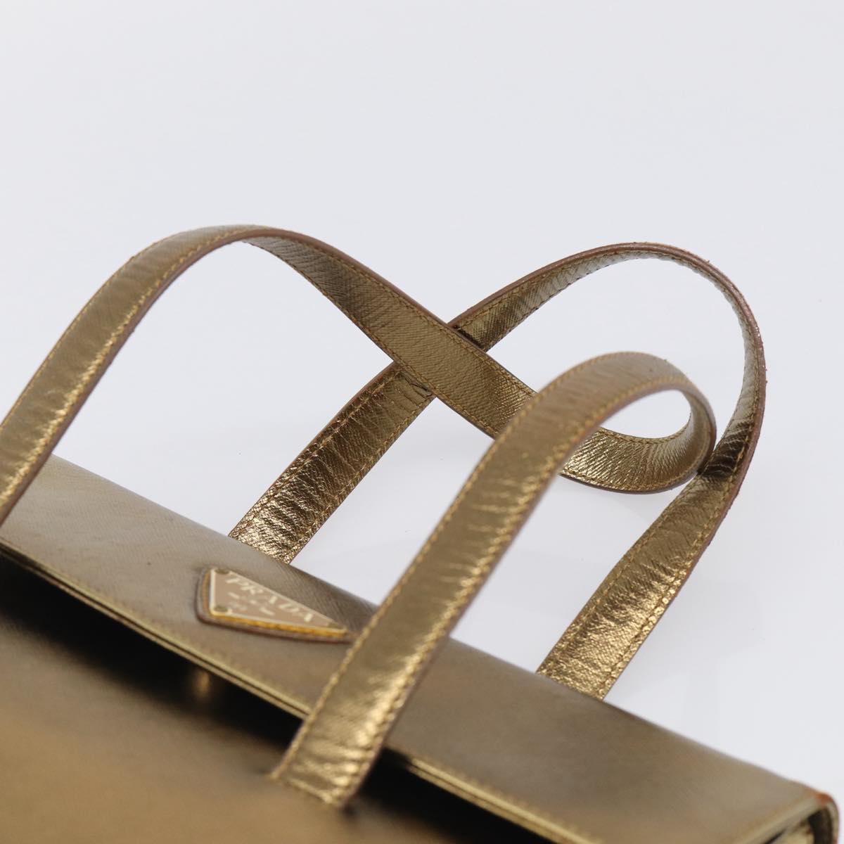 PRADA Hand Bag Saffiano leather Gold