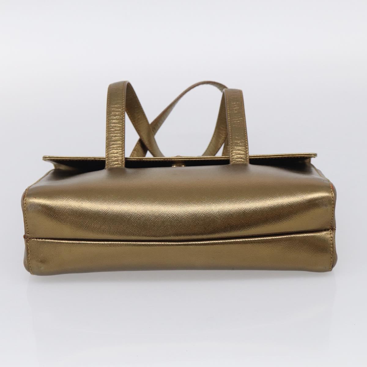 PRADA Hand Bag Saffiano leather Gold