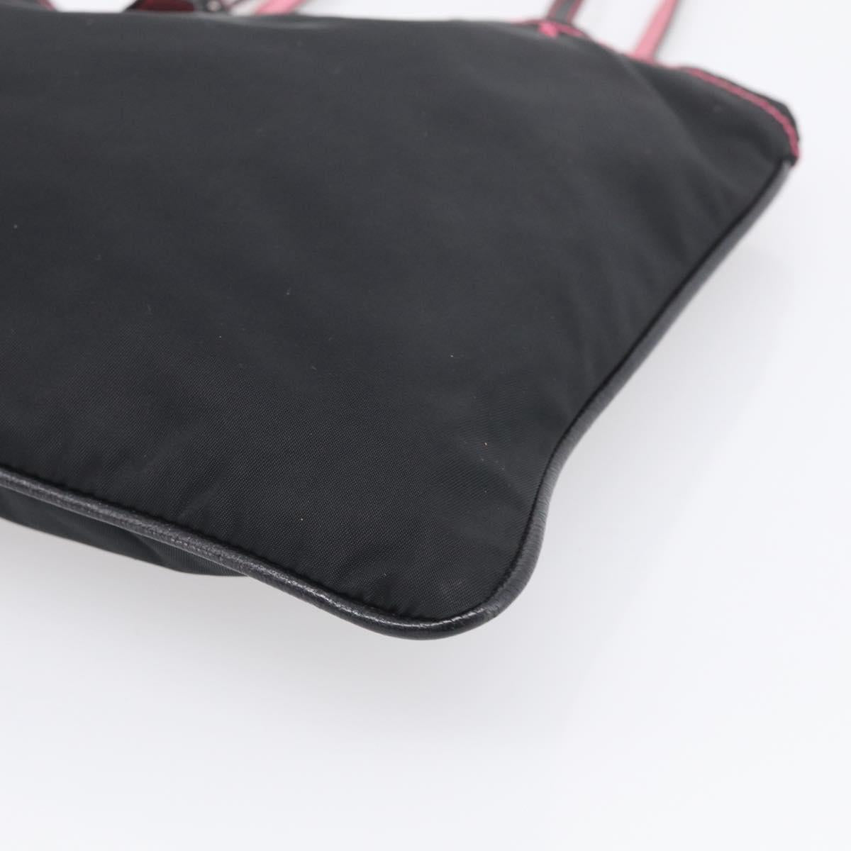 PRADA Hand Bag Nylon Black Silver