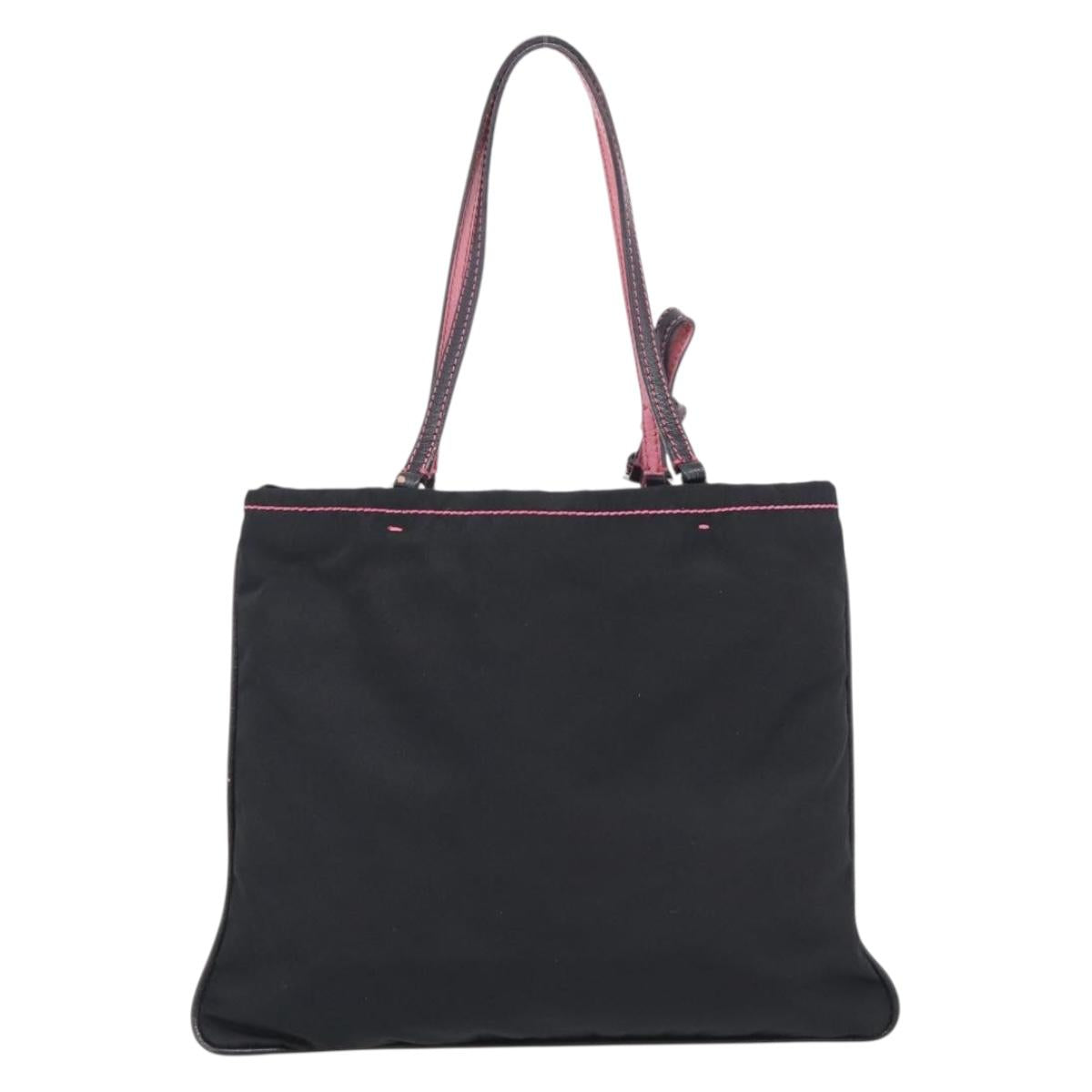 PRADA Hand Bag Nylon Black Silver