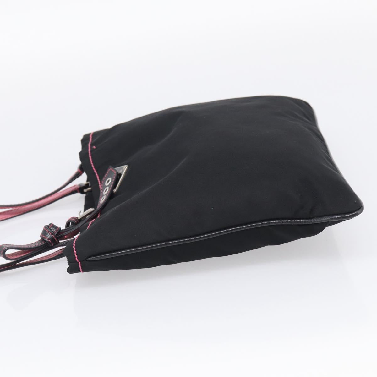PRADA Hand Bag Nylon Black Silver